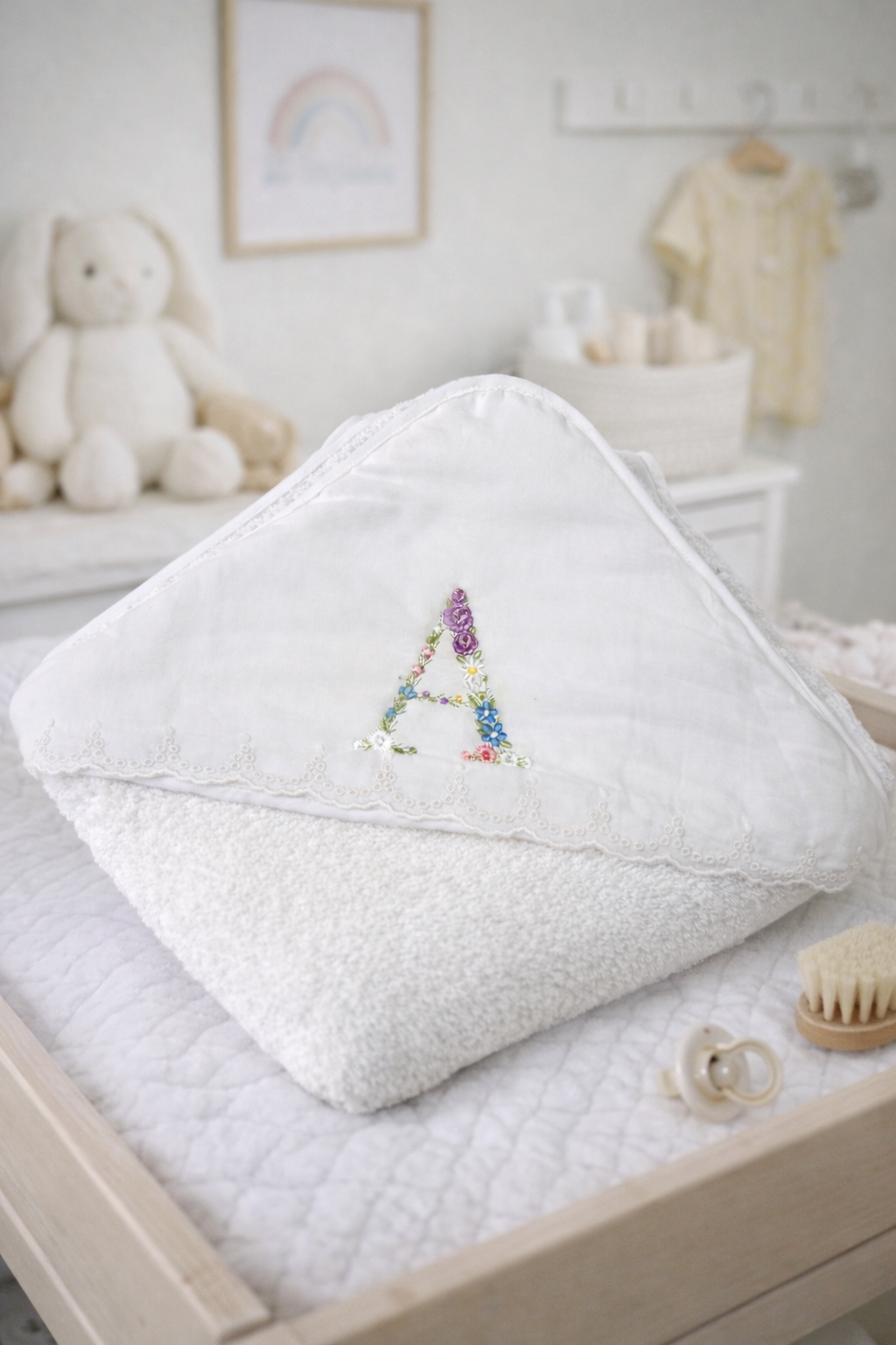 Håndklæde med broderet bogstav