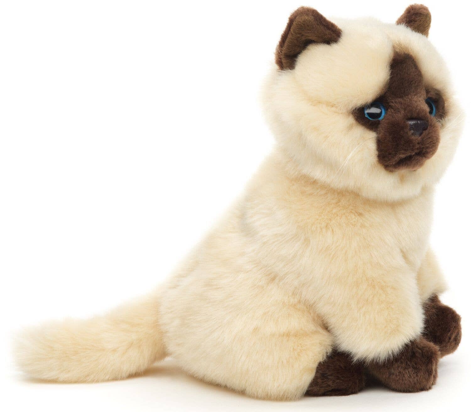 Beige-brun siamesisk kat siddende - kramme-/plysdyr