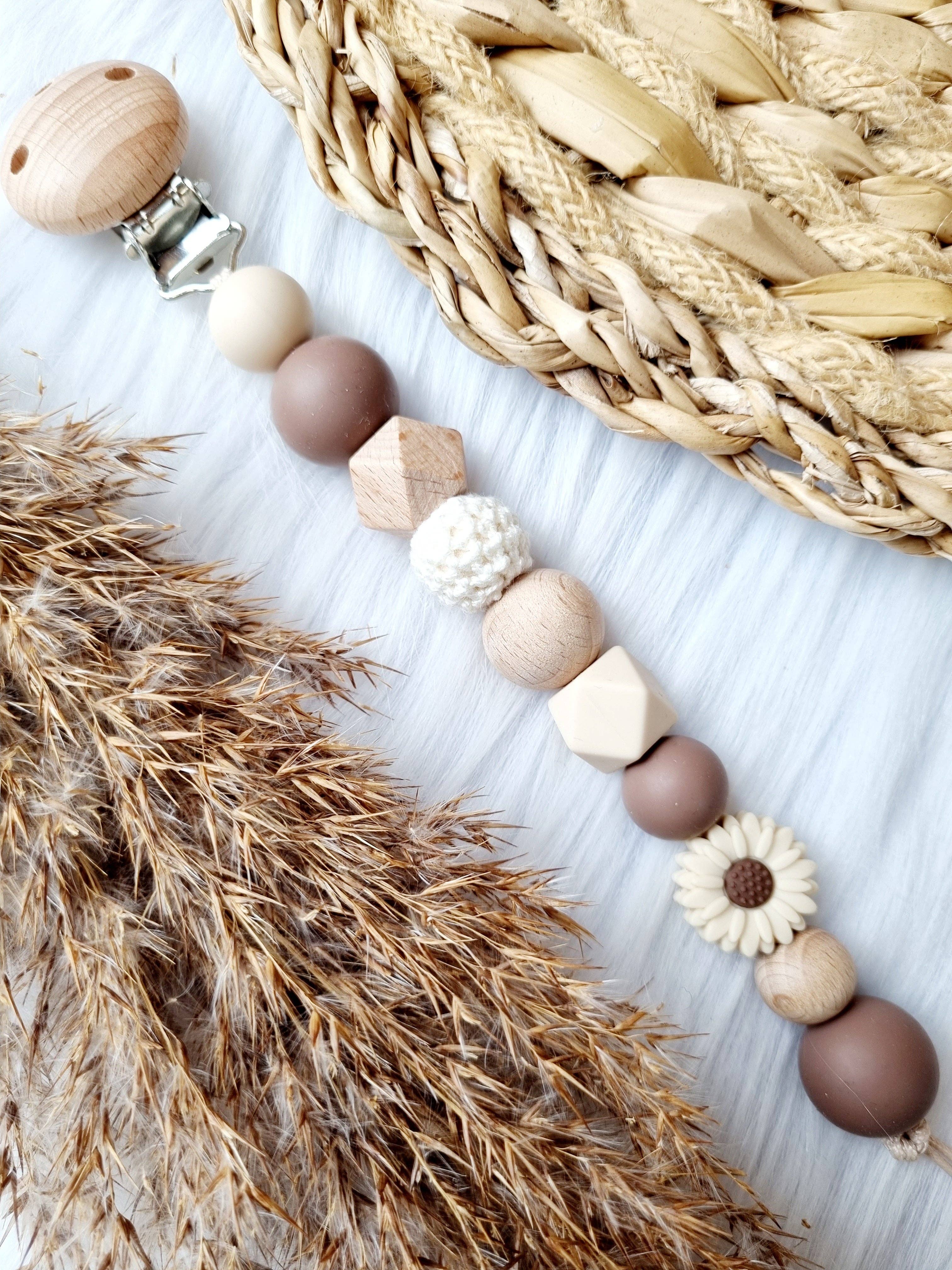 Speenkoord Daisy beige, bruntonet