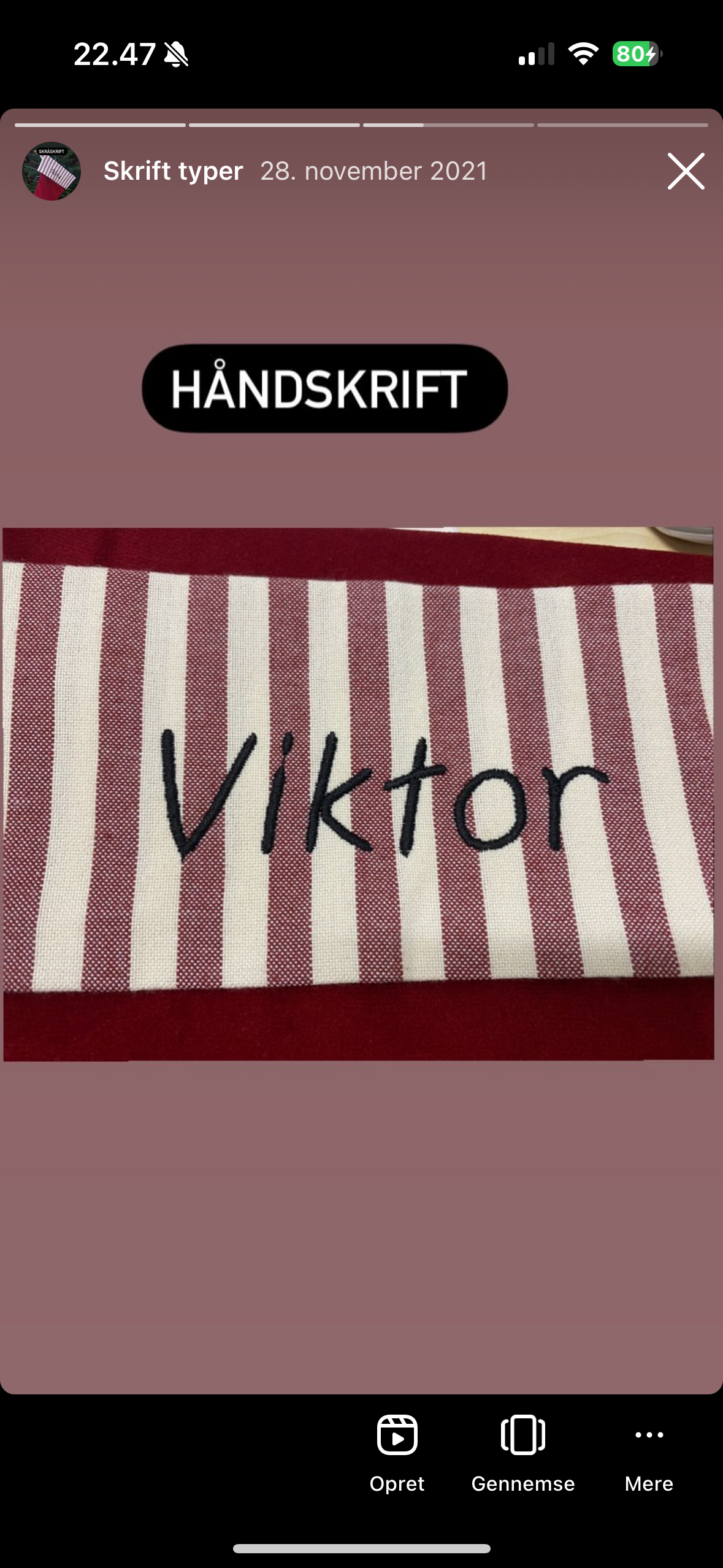 Julesok med navn røde striber