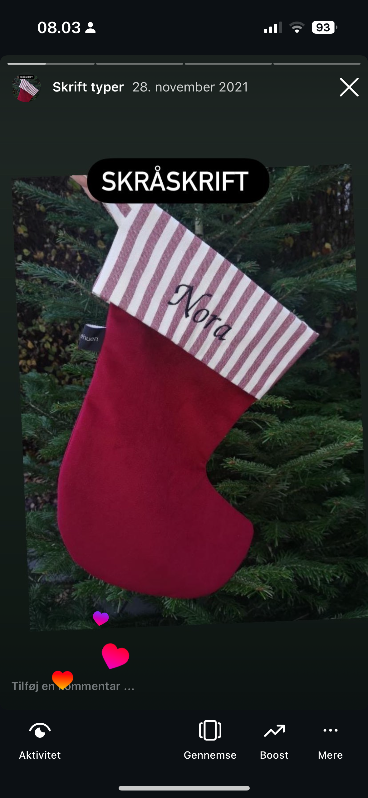 Julesok med navn røde striber