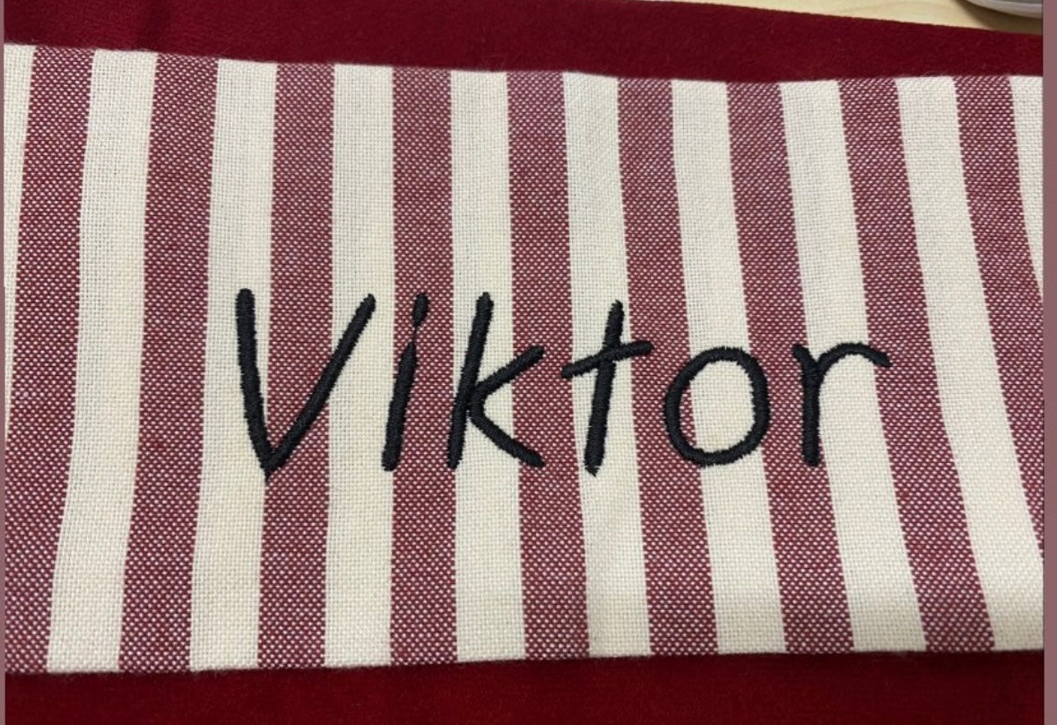 Julesok med navn hvide striber