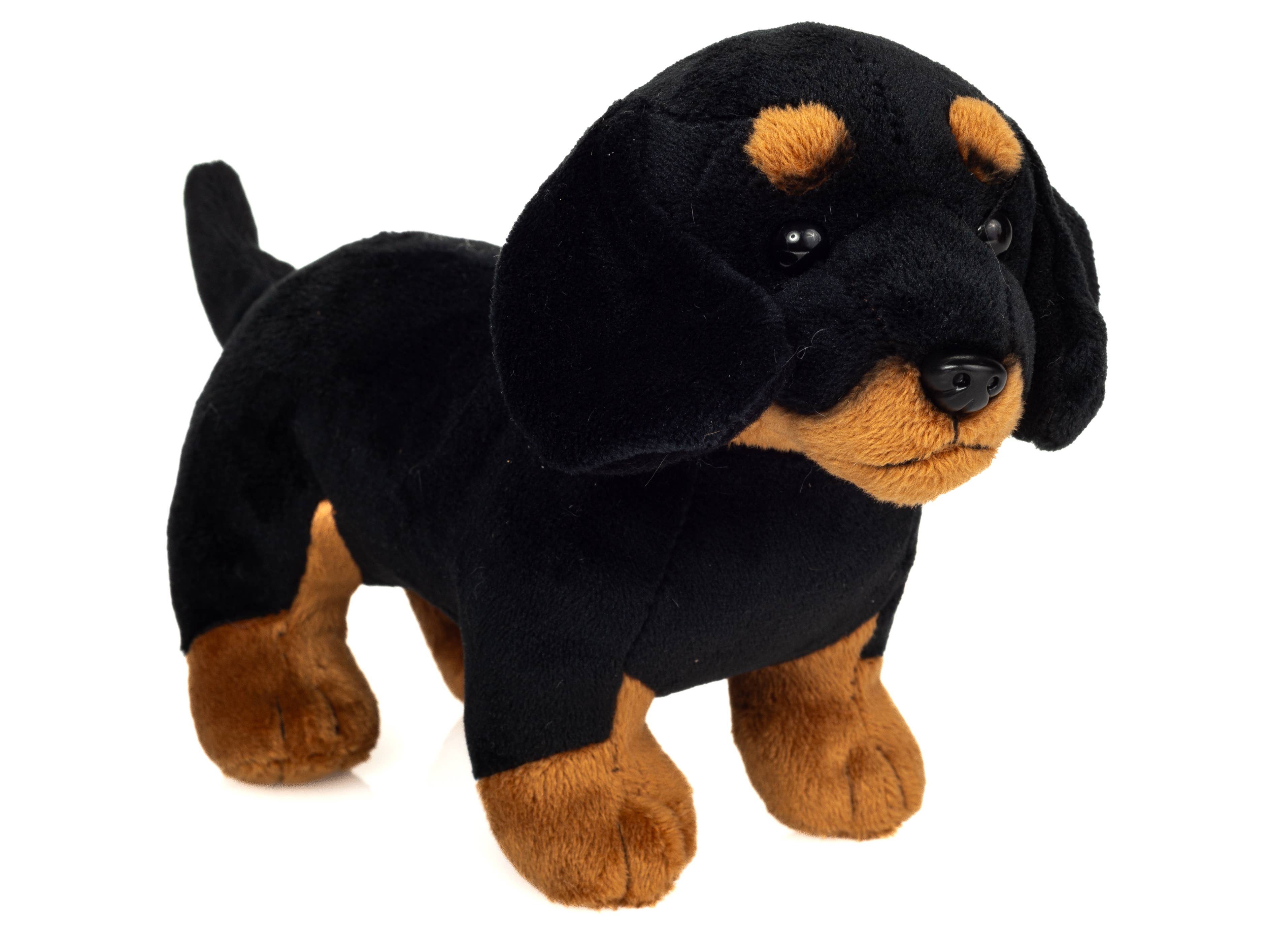 Gravhund stående 3-farvet sort. 21 cm - Plyslegetøj - Stofdyr