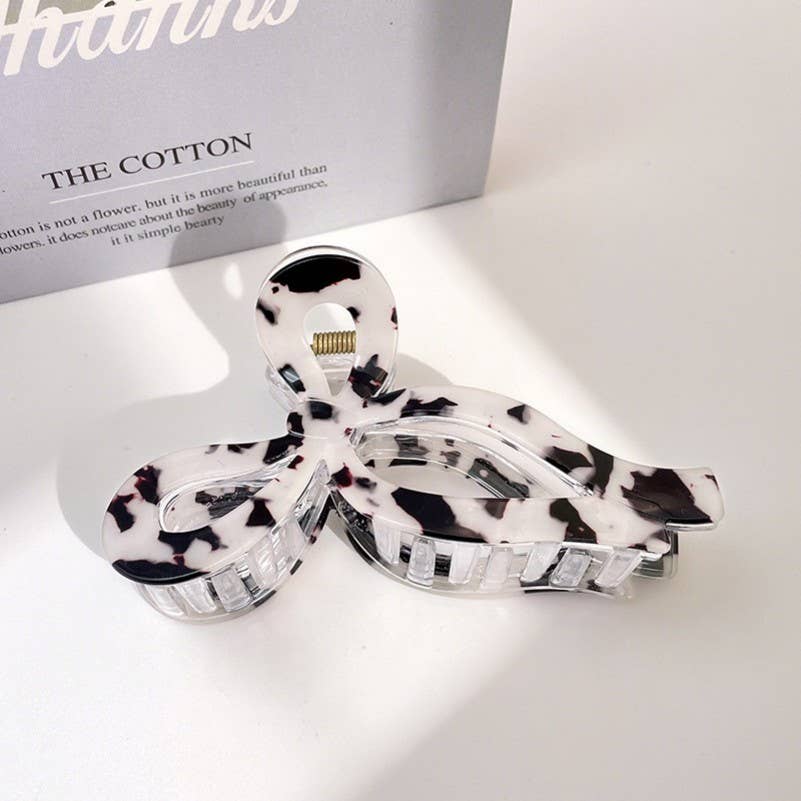 JUMBO DYRE LEOPARD PRINT SLØJFE HÅRKLØRER | 40H1014: Hvid