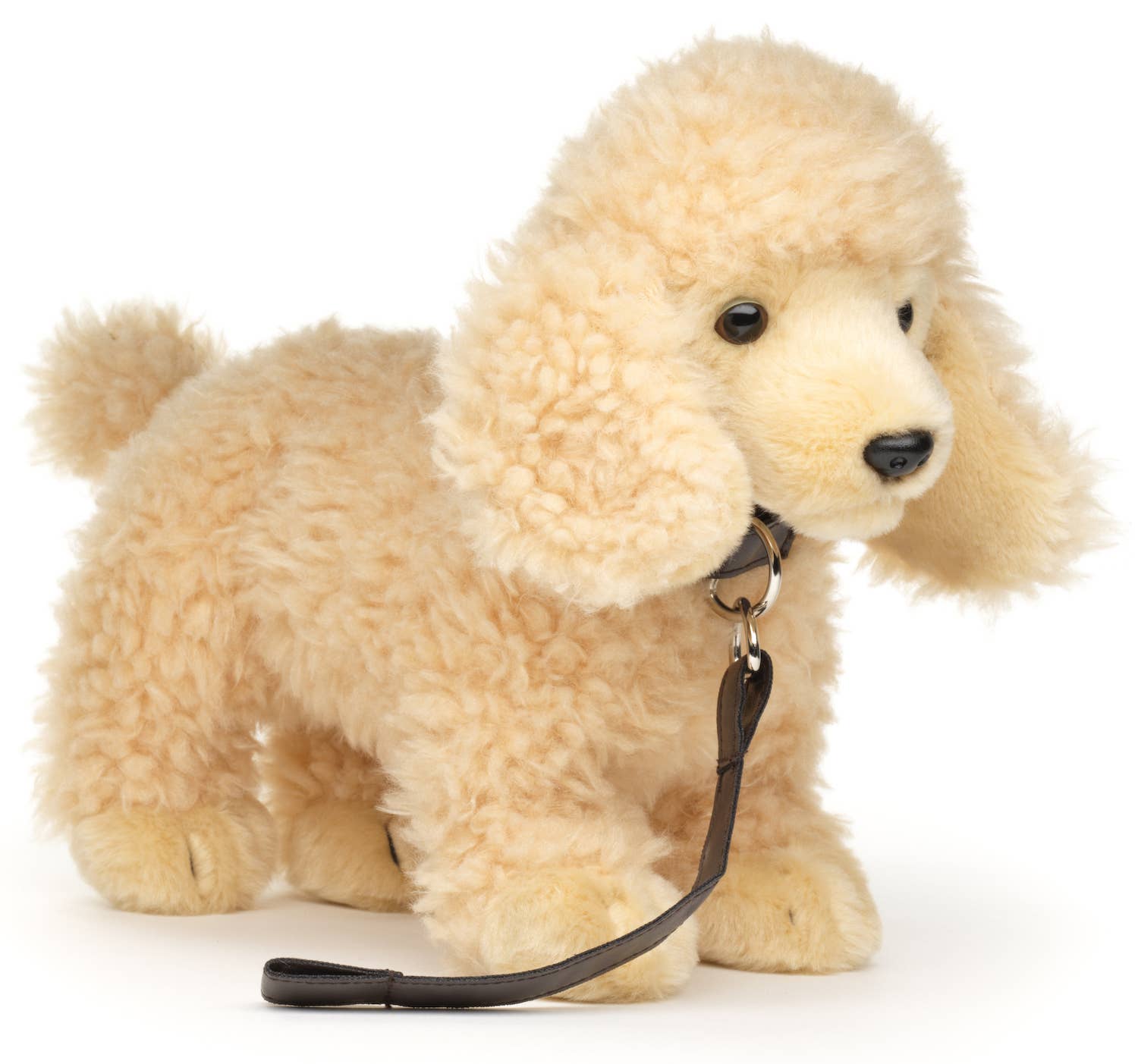 Abrikosfarvet puddelhund, stående med snor - 30 cm lang