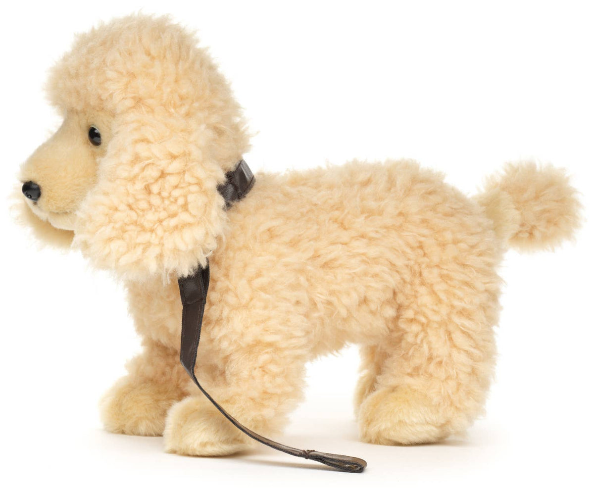 Abrikosfarvet puddelhund, stående med snor - 30 cm lang