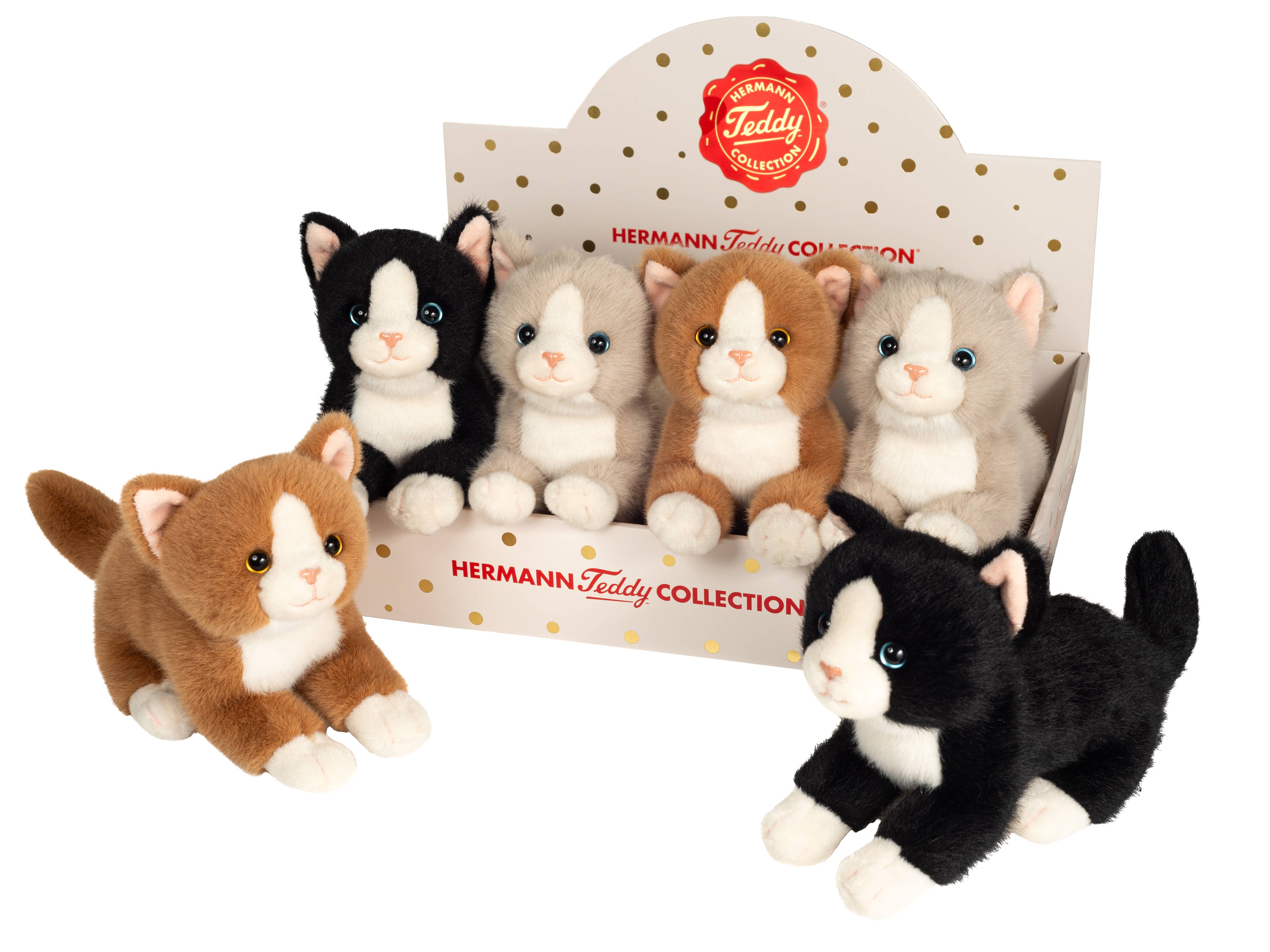 Katte miniaturesæt i 3 farver, 20 cm