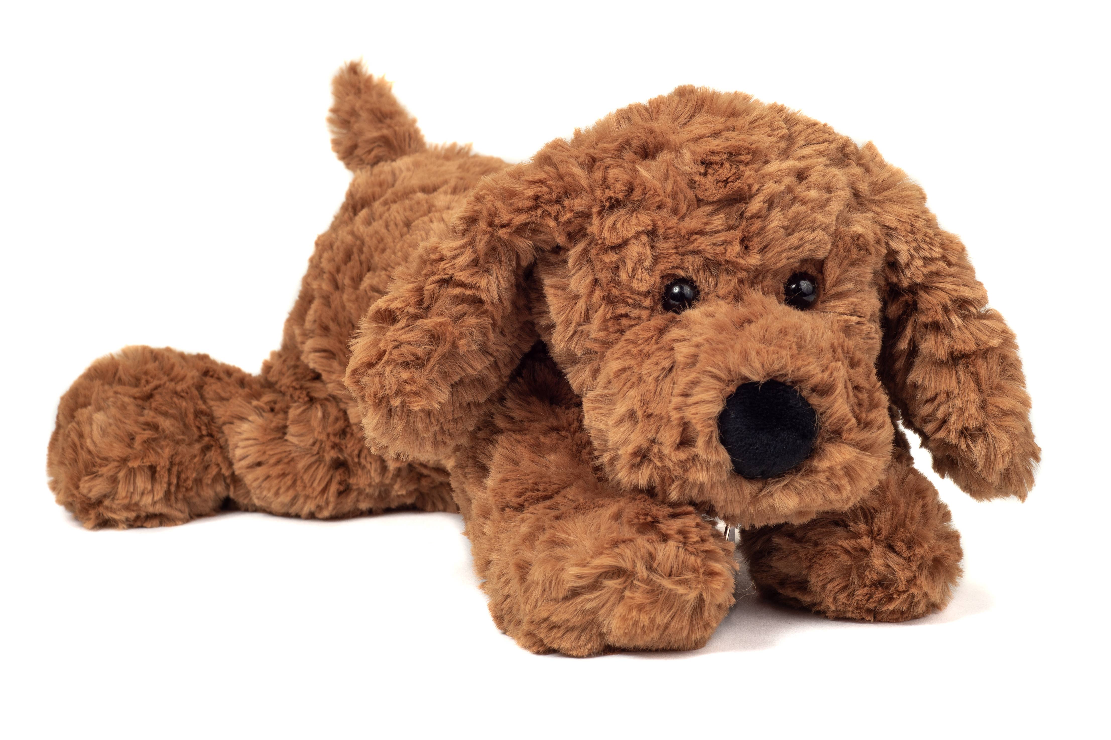 Blød brun bamsehund 28 cm – plysdyr – blødt legetøj