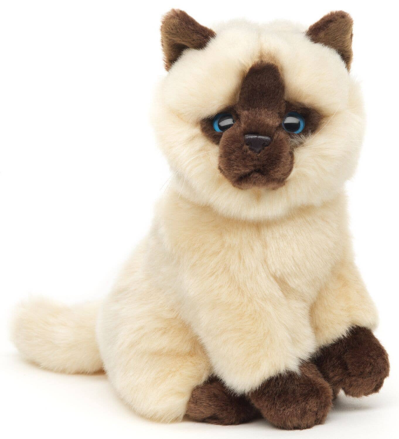 Beige-brun siamesisk kat siddende - kramme-/plysdyr