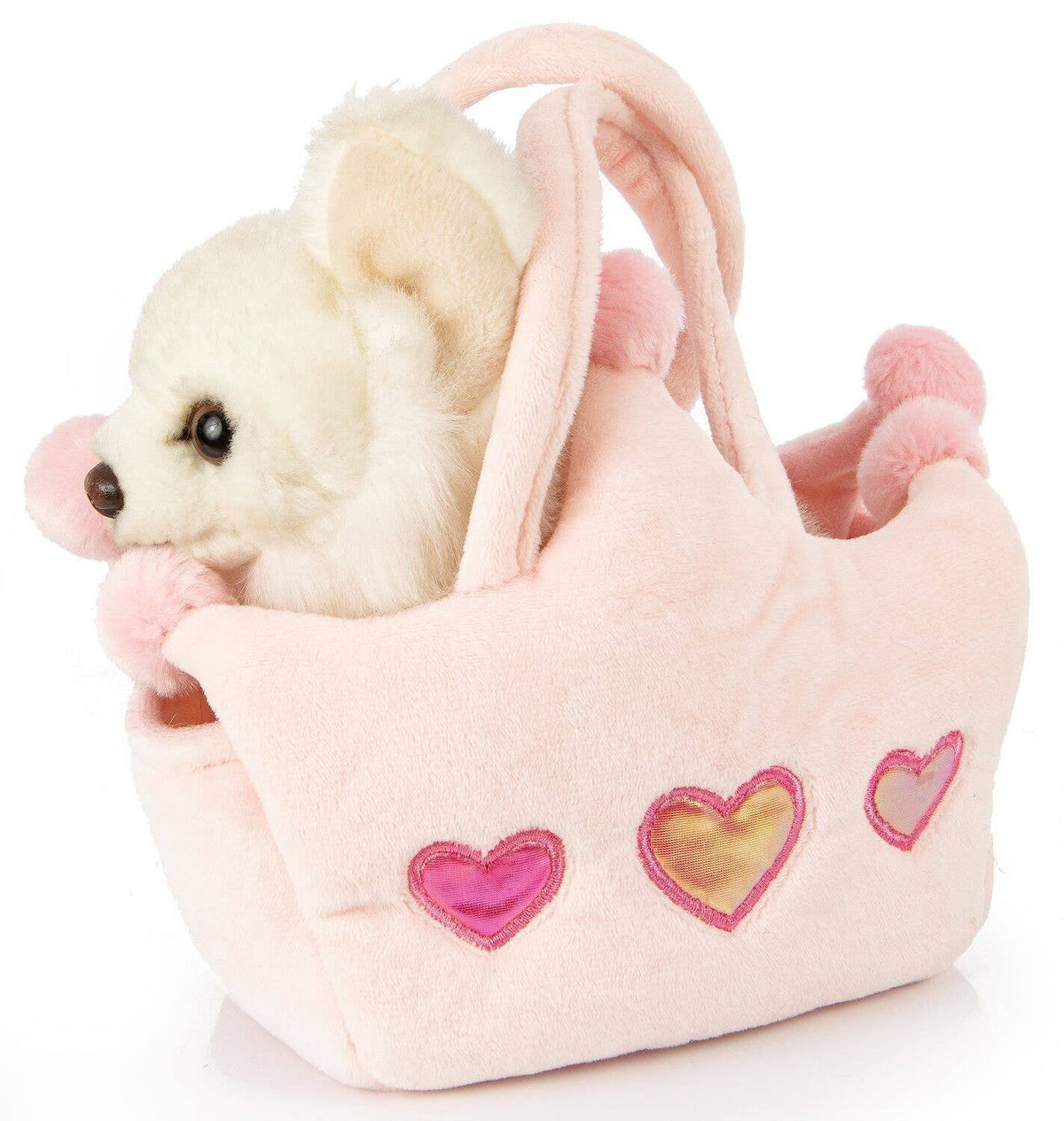 Chihuahua (hvid) med prinsesse-taske - krammebamse