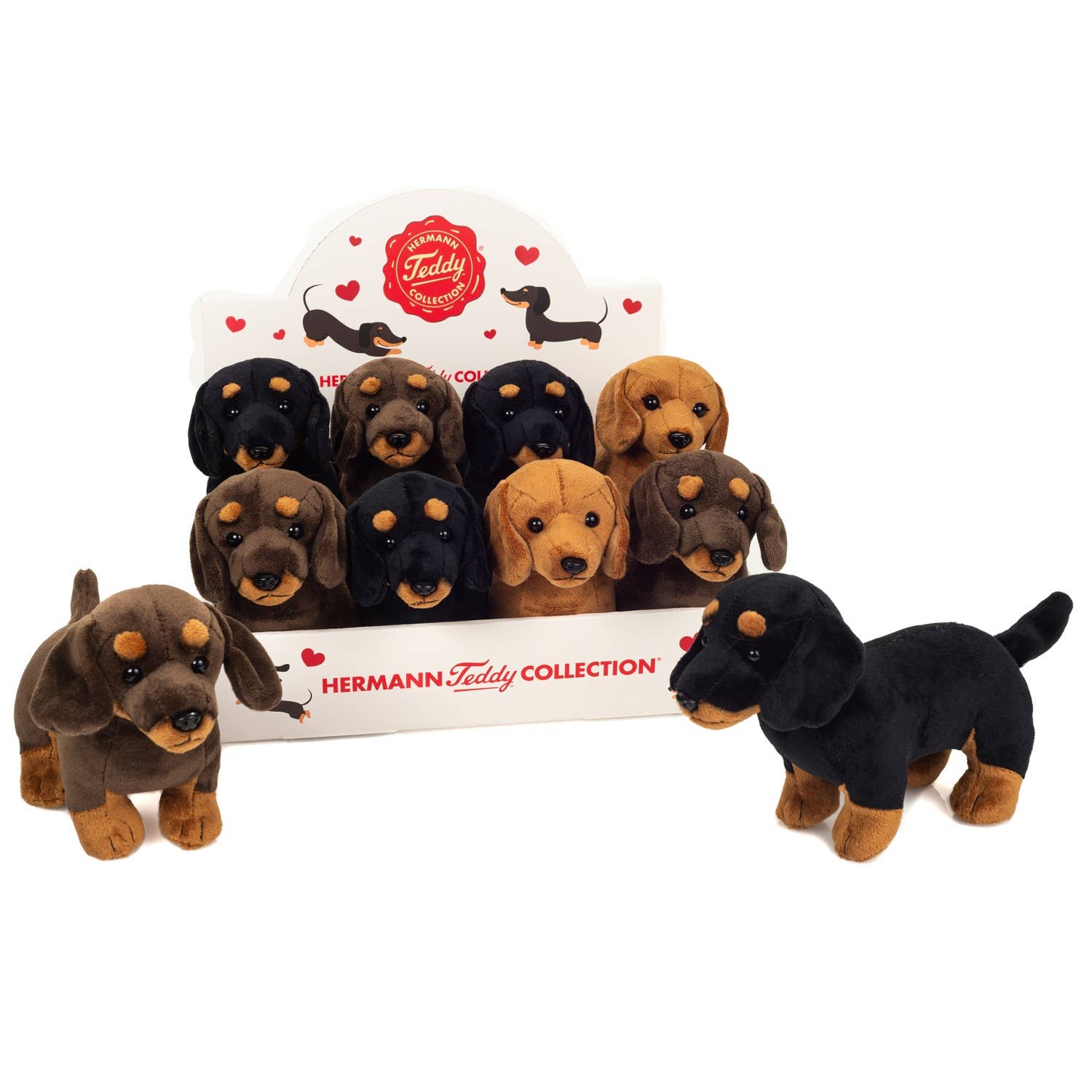 Gravhund stående 3-farvet sort. 21 cm - Plyslegetøj - Stofdyr